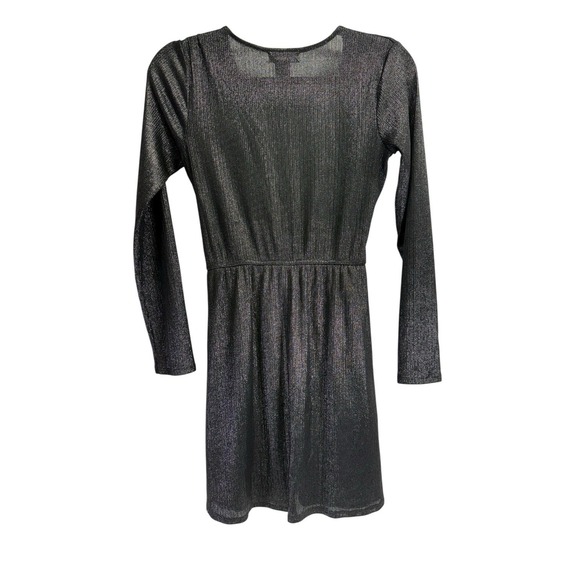 Altar'd State Black Glitter Metallic Long Sleeve Twist Front Mini‎ Dress Size S - Picture 7 of 11
